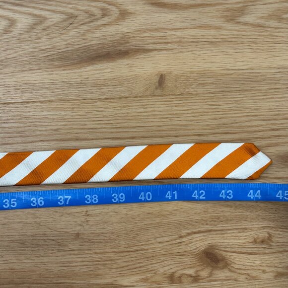 J Crew Women's Orange White Striped Silk D-Ring Buckle Belt Size Medium / Large - Picture 5 of 6